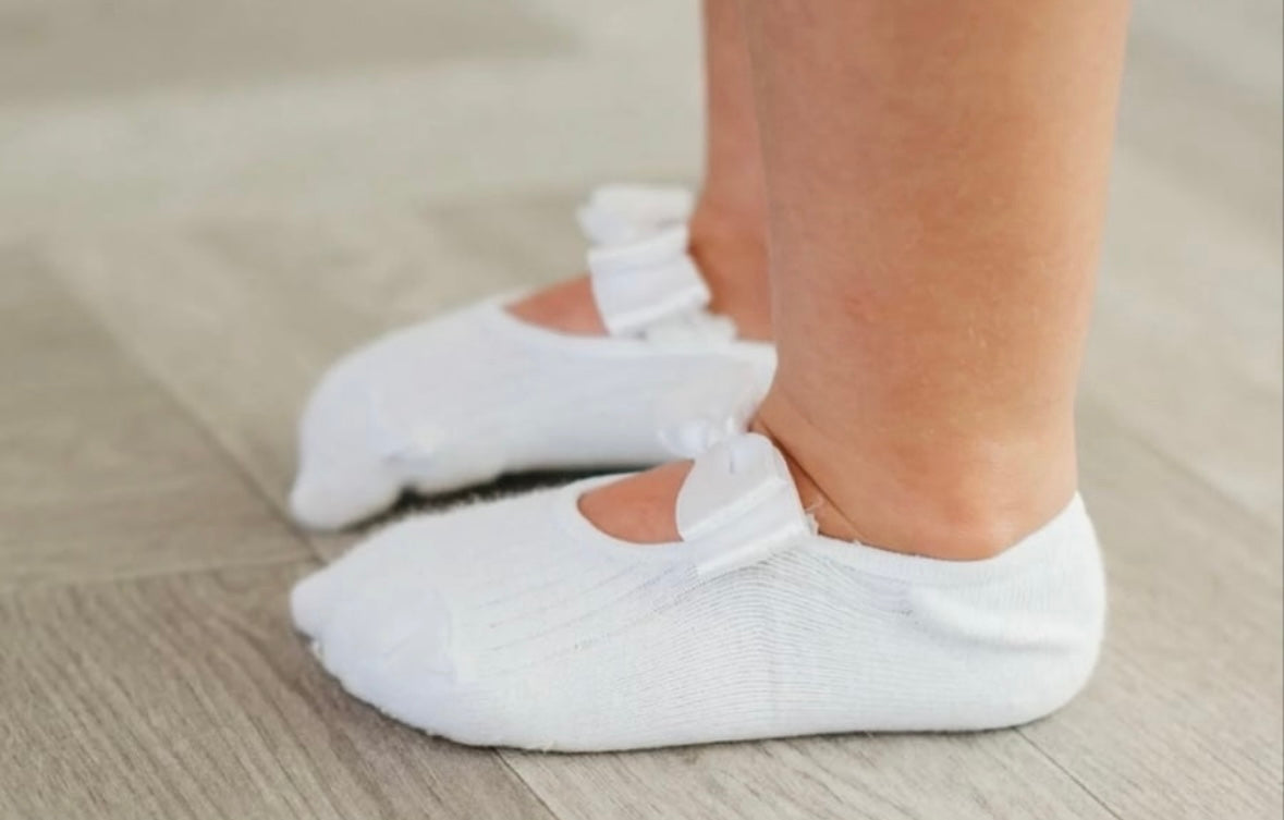 Satin Bow Socks | White