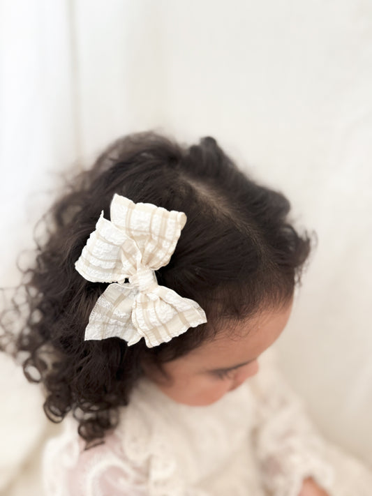 Ribbon Bow | Beige Plaid