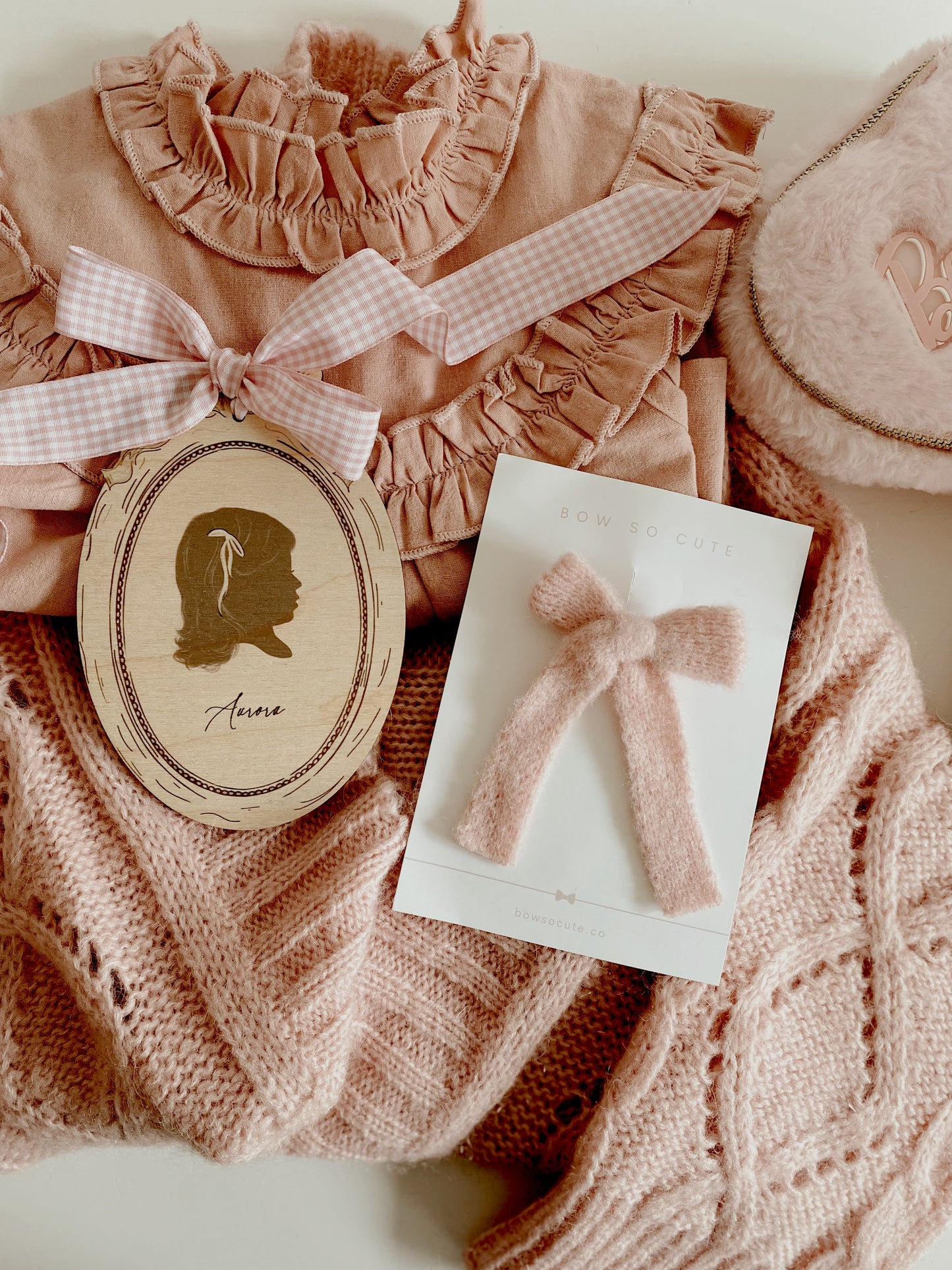 Midi Bow | Blush Fluffy Knit