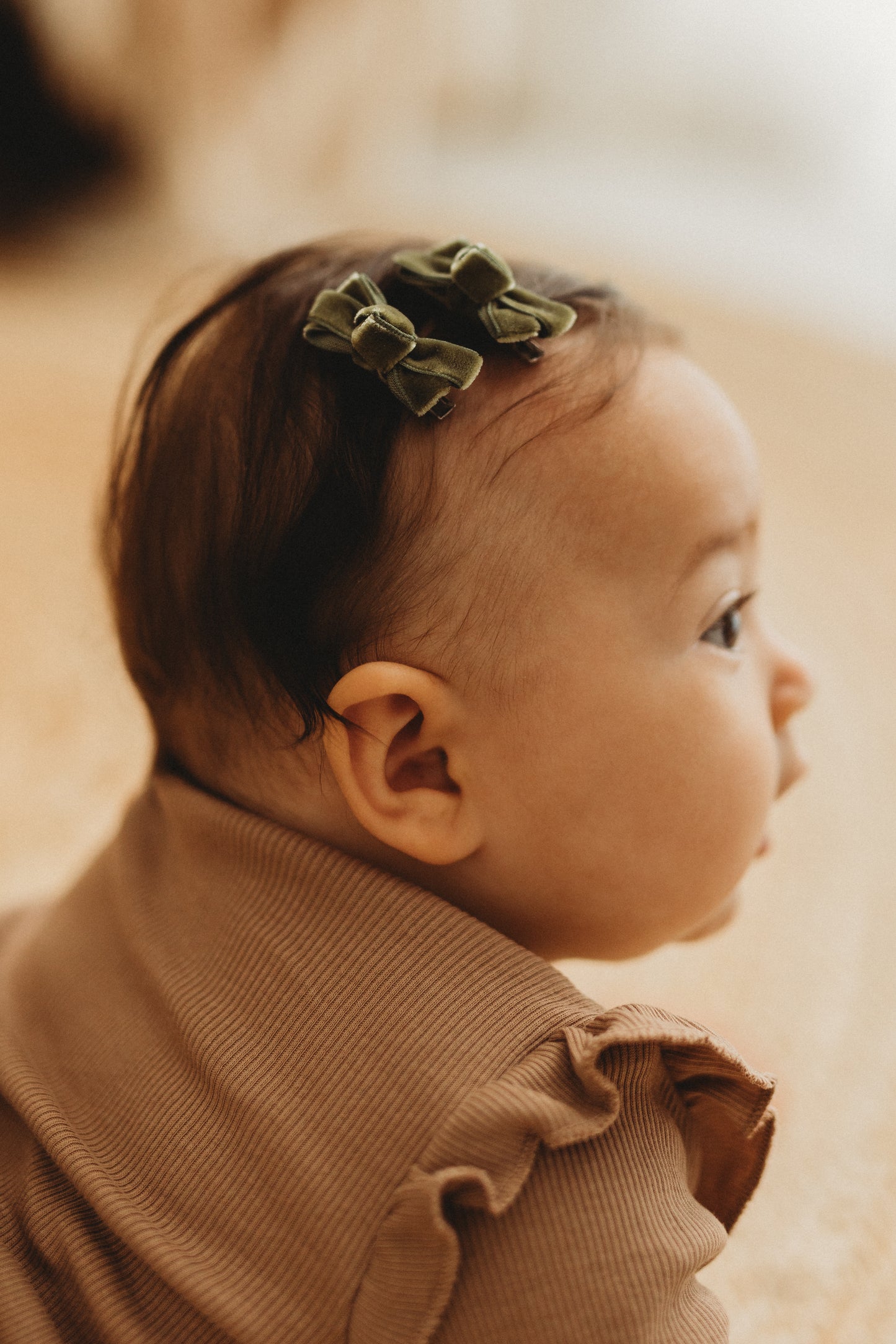 Mini Bow Clips | Moss Velvet