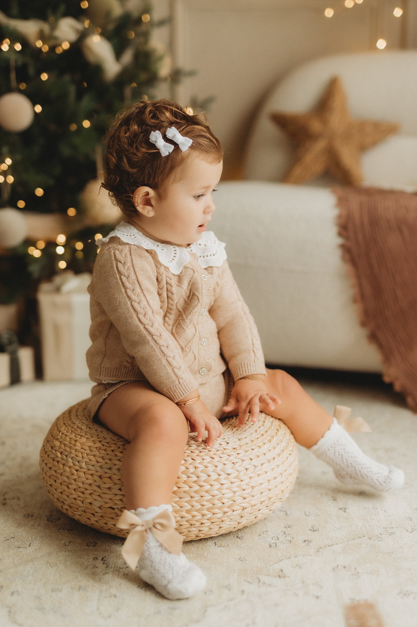 Mini Bow Clips | White Velvet