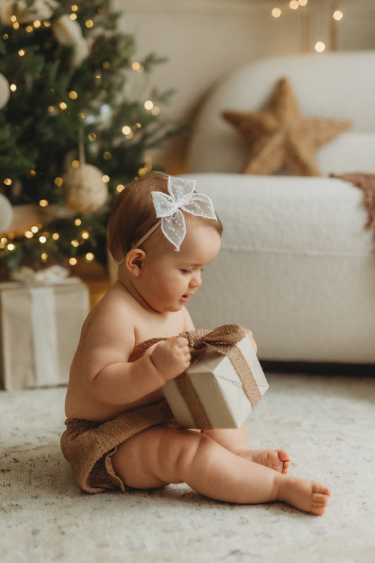 Fable Bow | Snowy Dots (Clip or Headband)