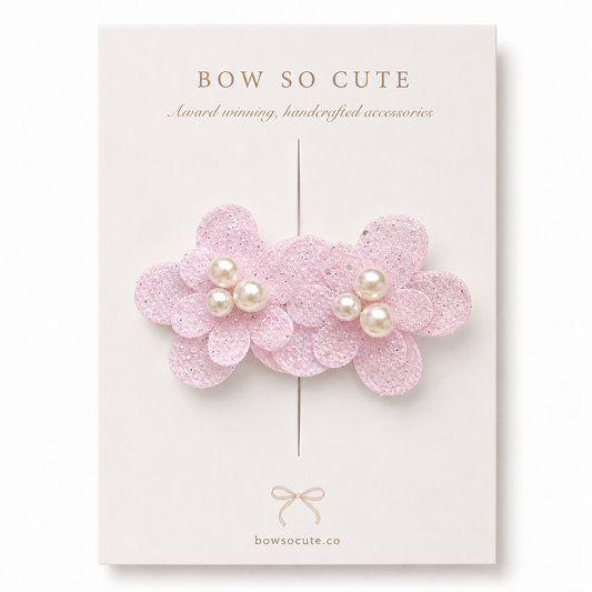 Flower Clip | Glitter Blossom - Frosted Pink
