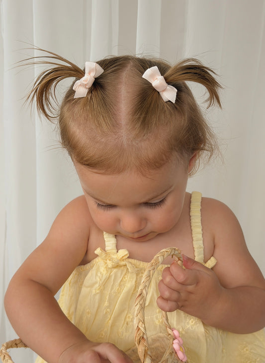 Mini Bow Clips | Pale Apricot