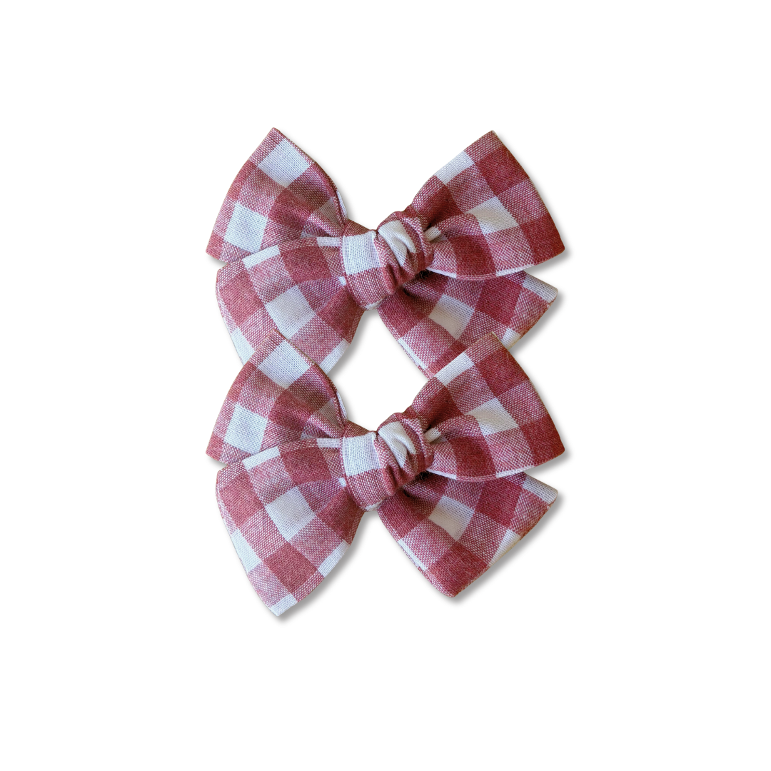 Petite Pinwheel Pigtail Bows | Festive Check