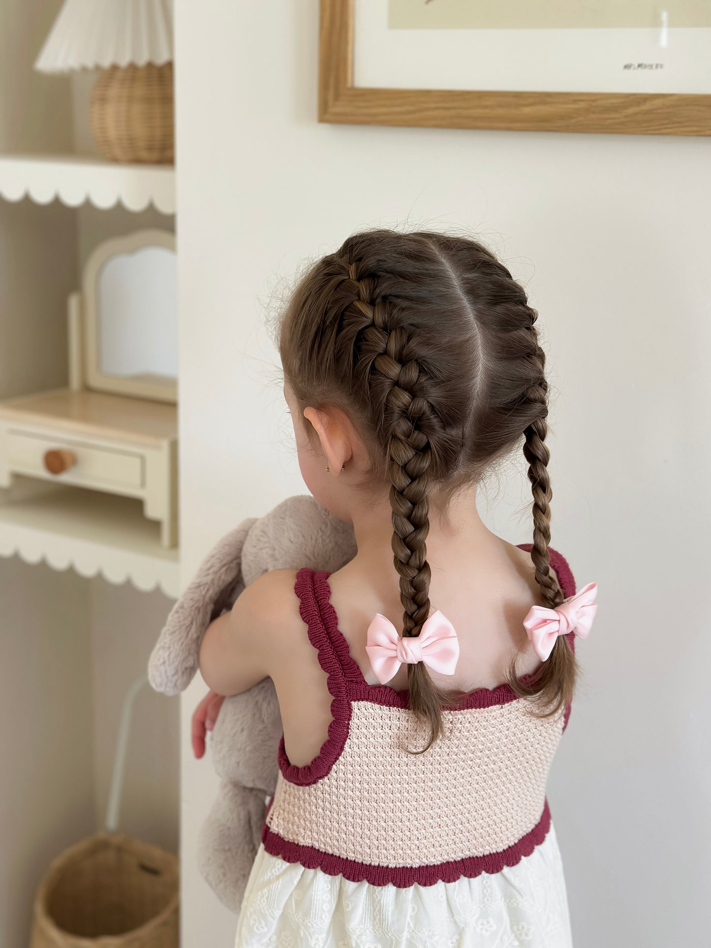 Ribbon Pigtail Bows | Petal Pink