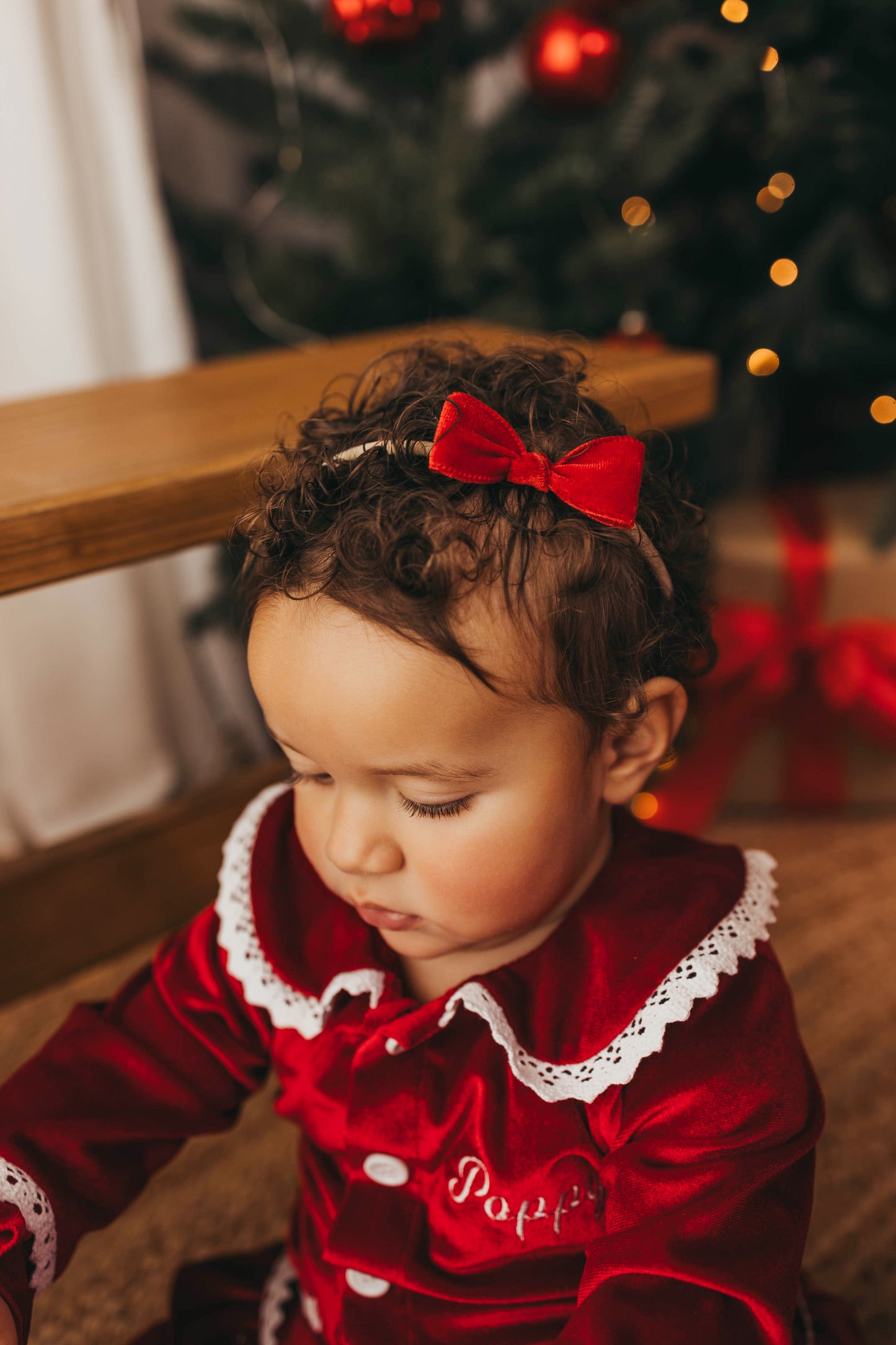 Knotted Bow | Santa Velvet (clip or headband)