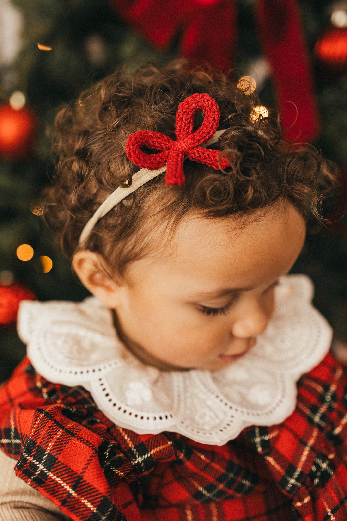 Dainty Knit Bow | Crimson (clip or headband)