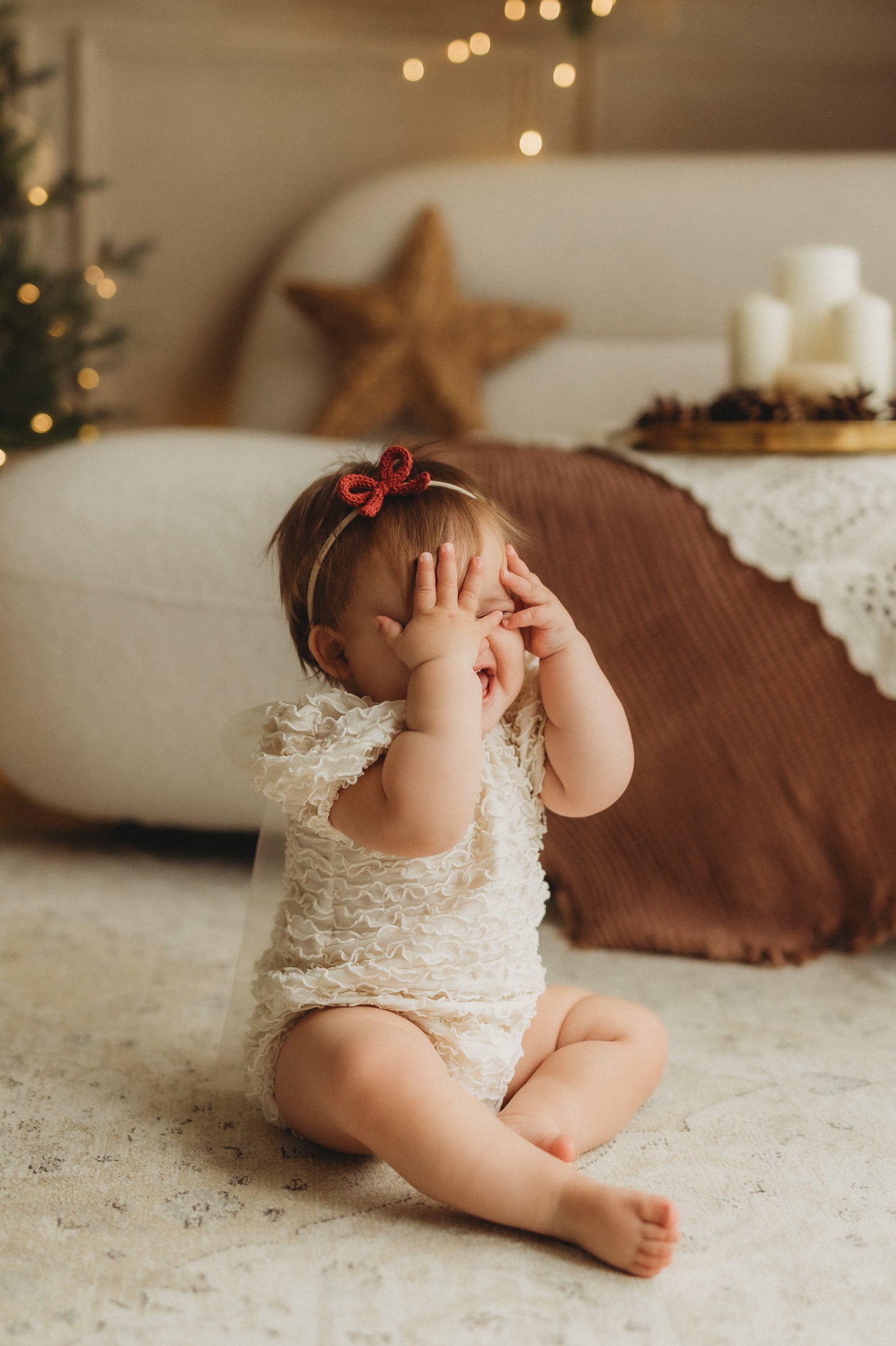 Dainty Knit Bow | Crimson (clip or headband)