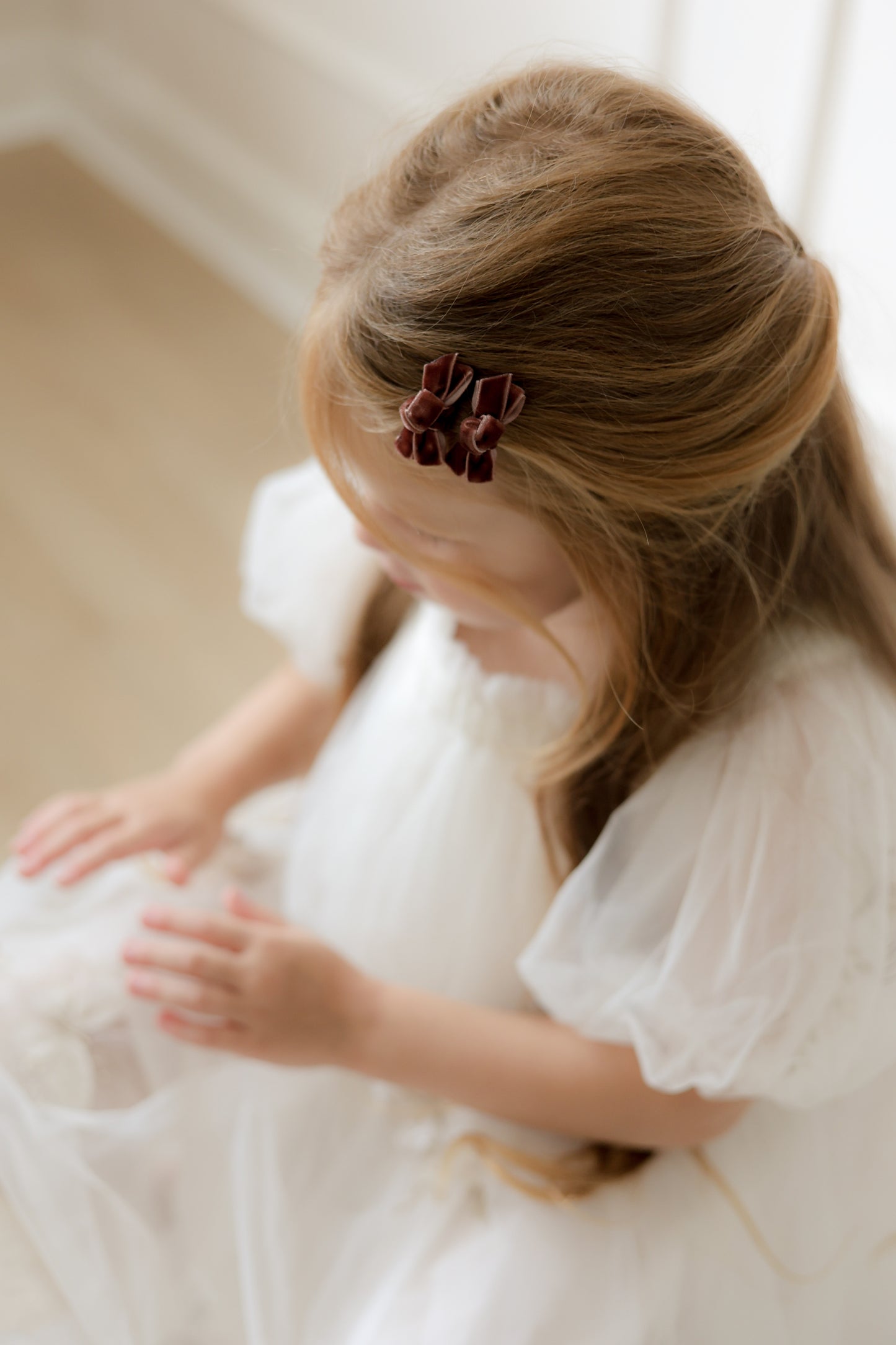 Mini Bow Clips | Mocha Velvet