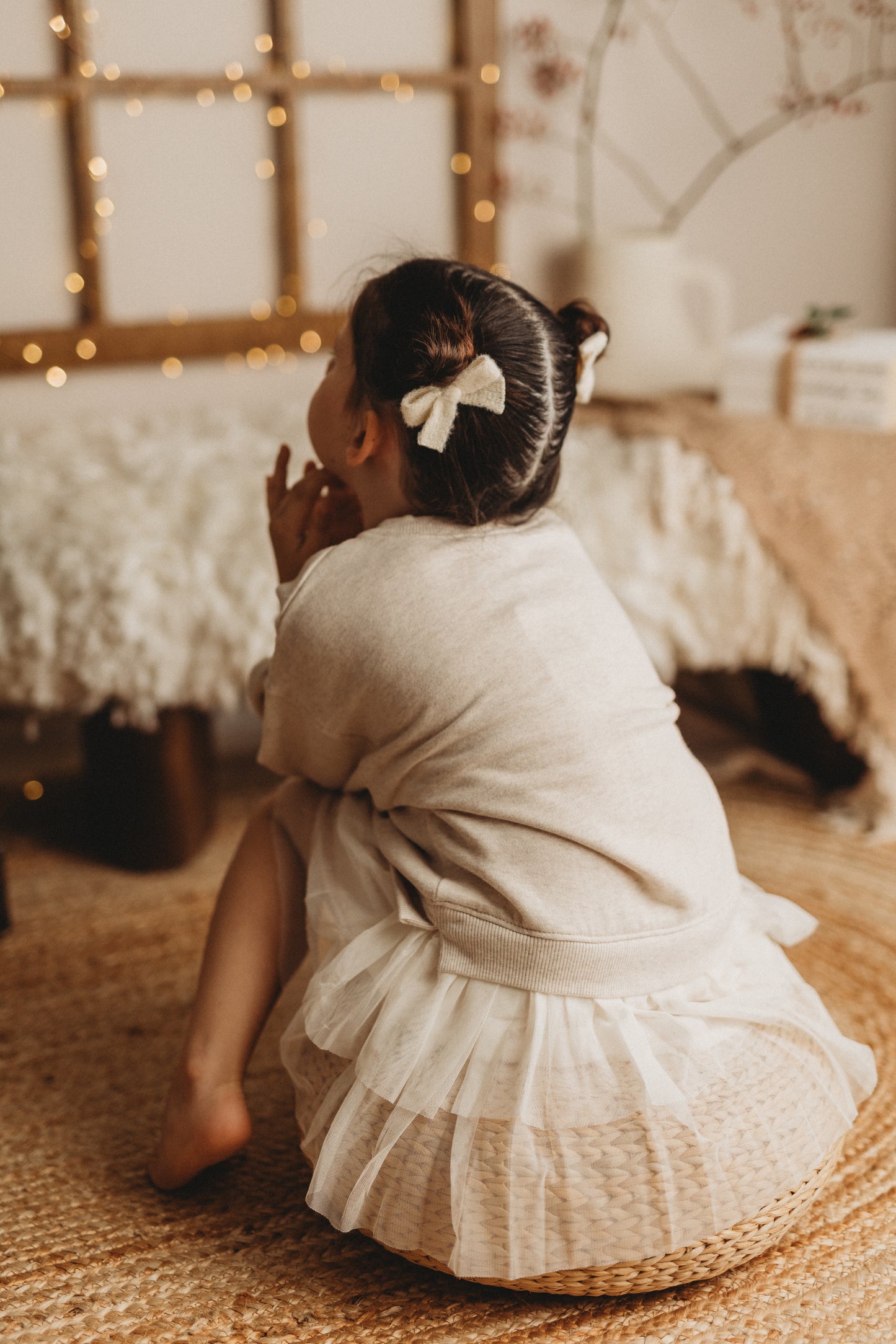 Fluffy Pigtail Bows | Cream