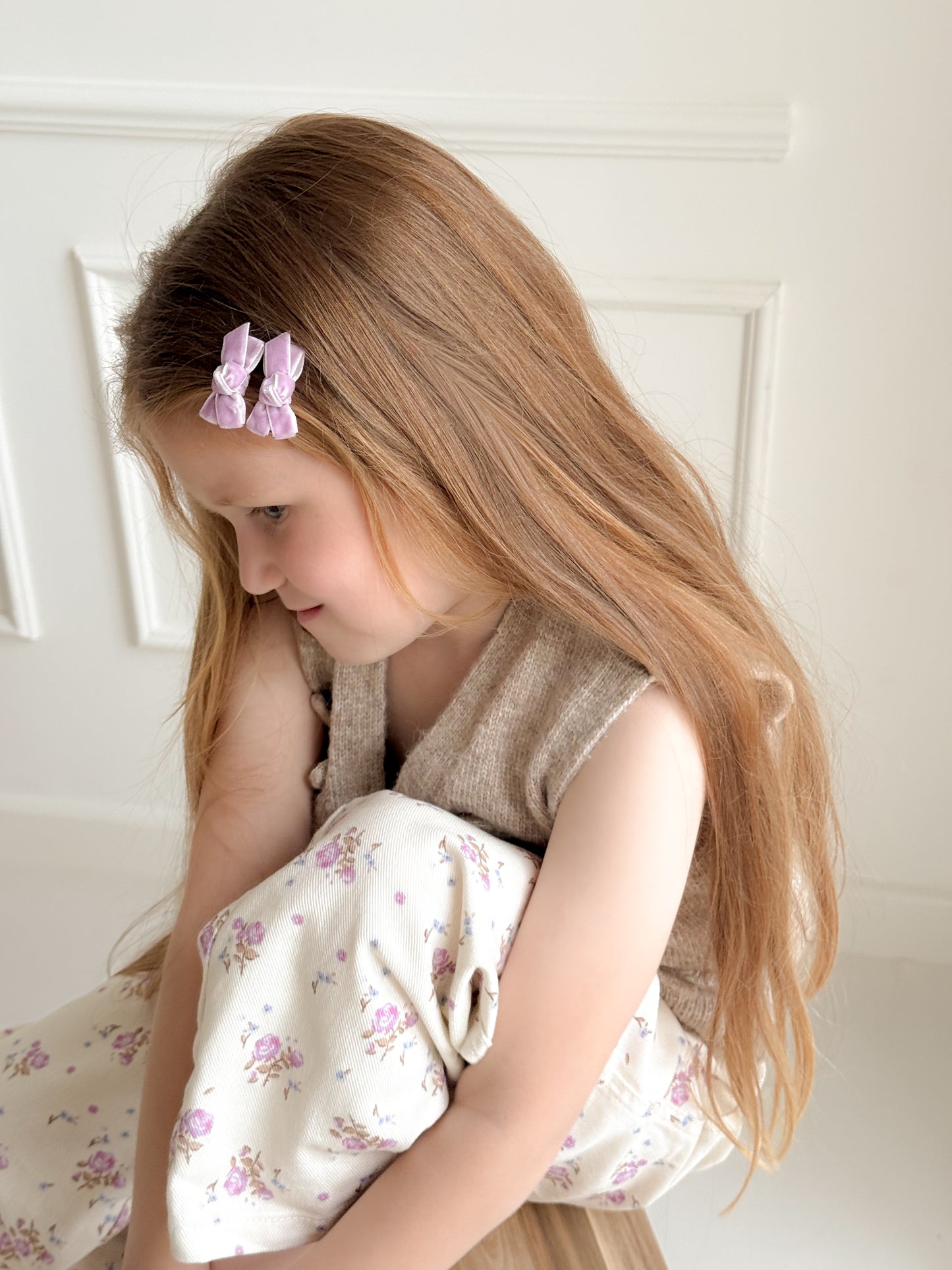 Mini Bow Clips | Wisteria Purple Velvet