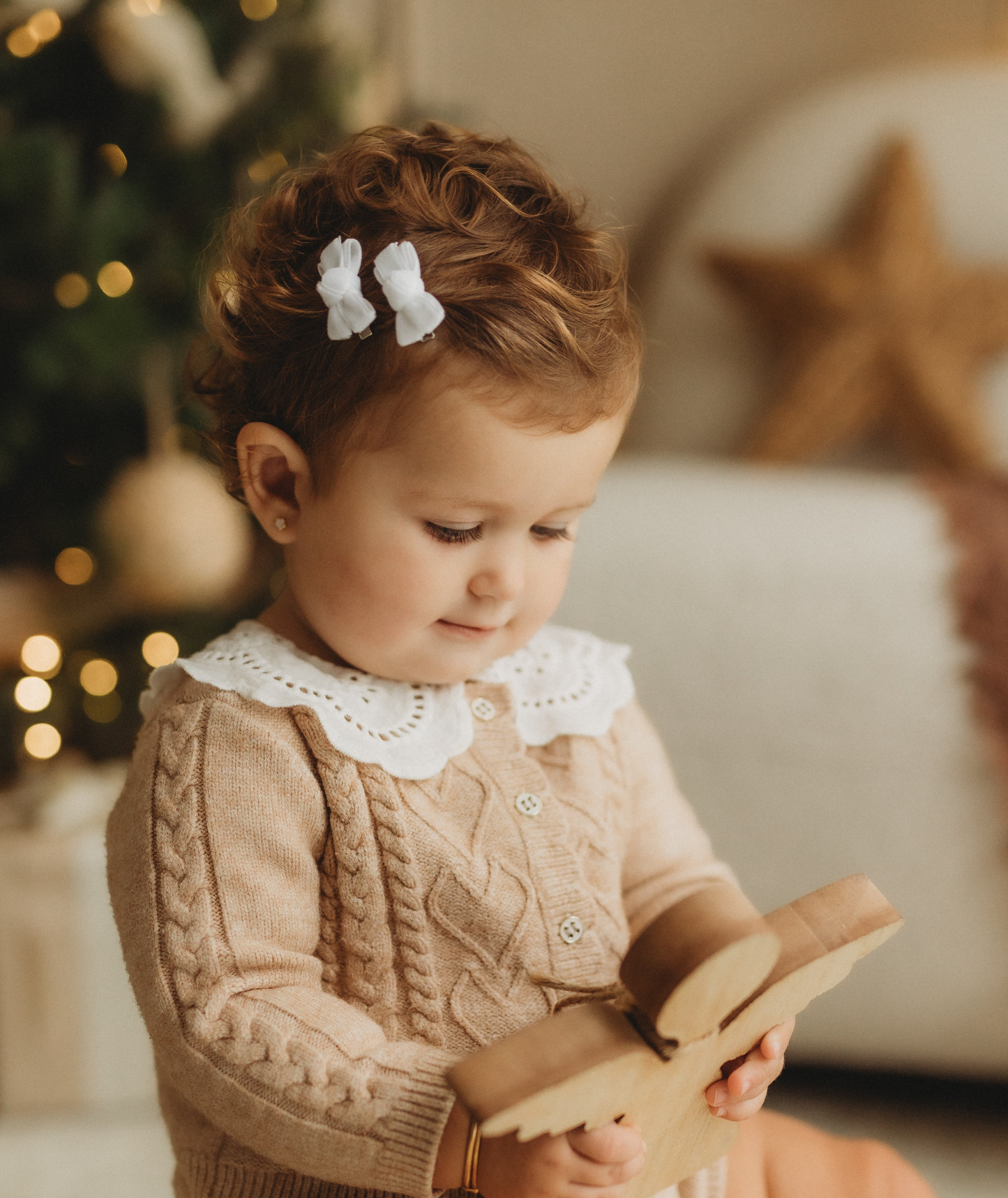 Mini Bow Clips | White Velvet