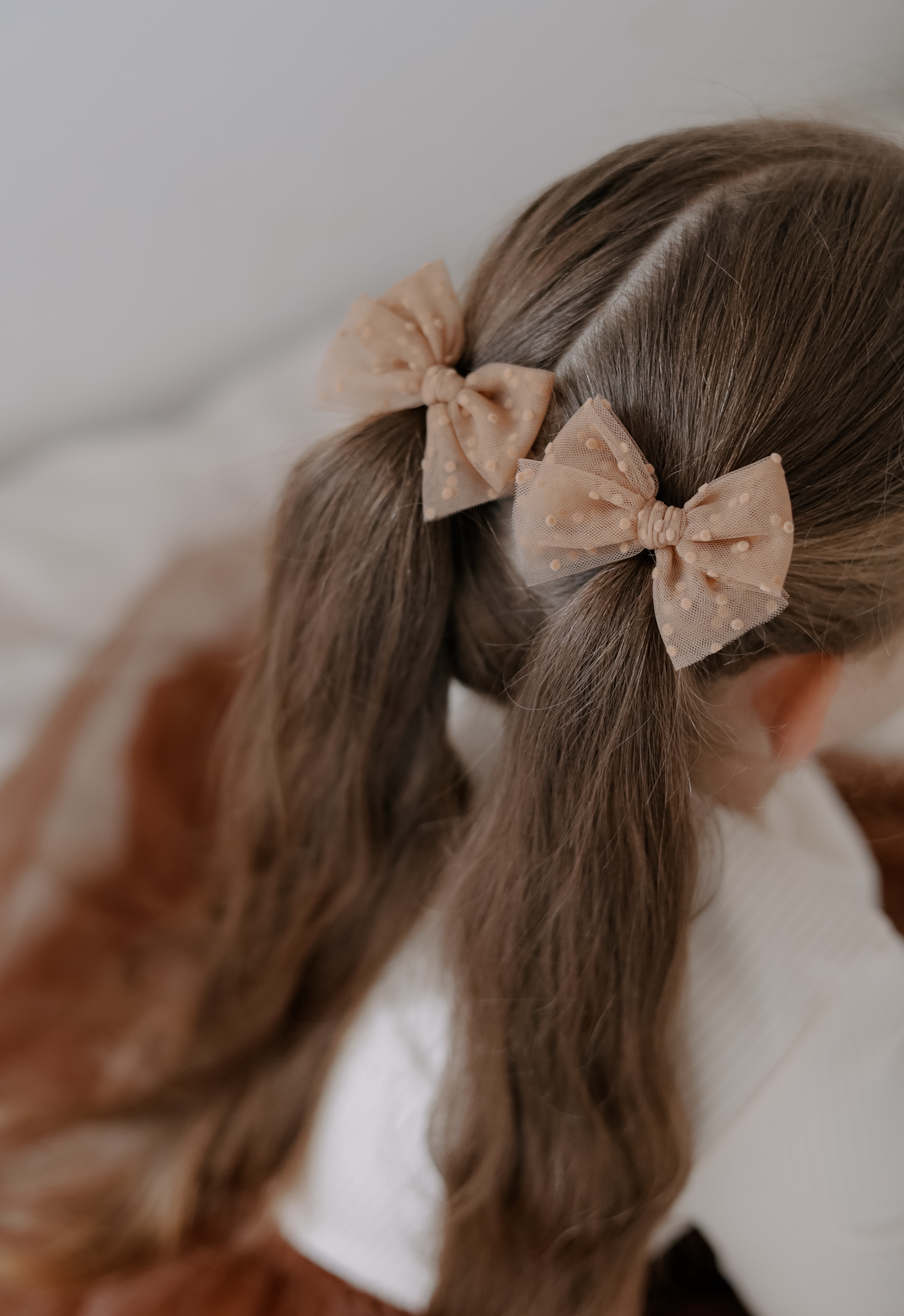 Pigtail Bows | Cocoa Dot Tulle