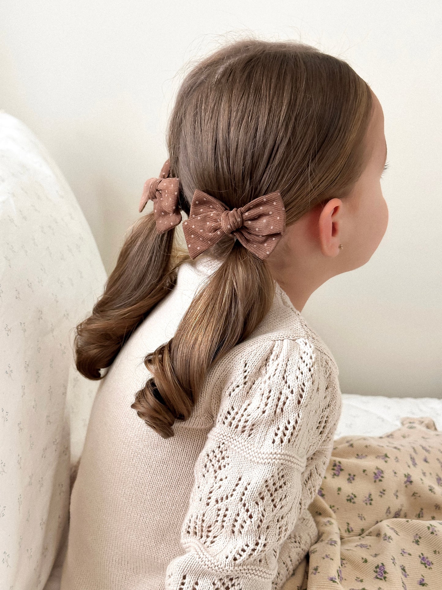 Classic Pigtail Bows | Cocoa Corduroy