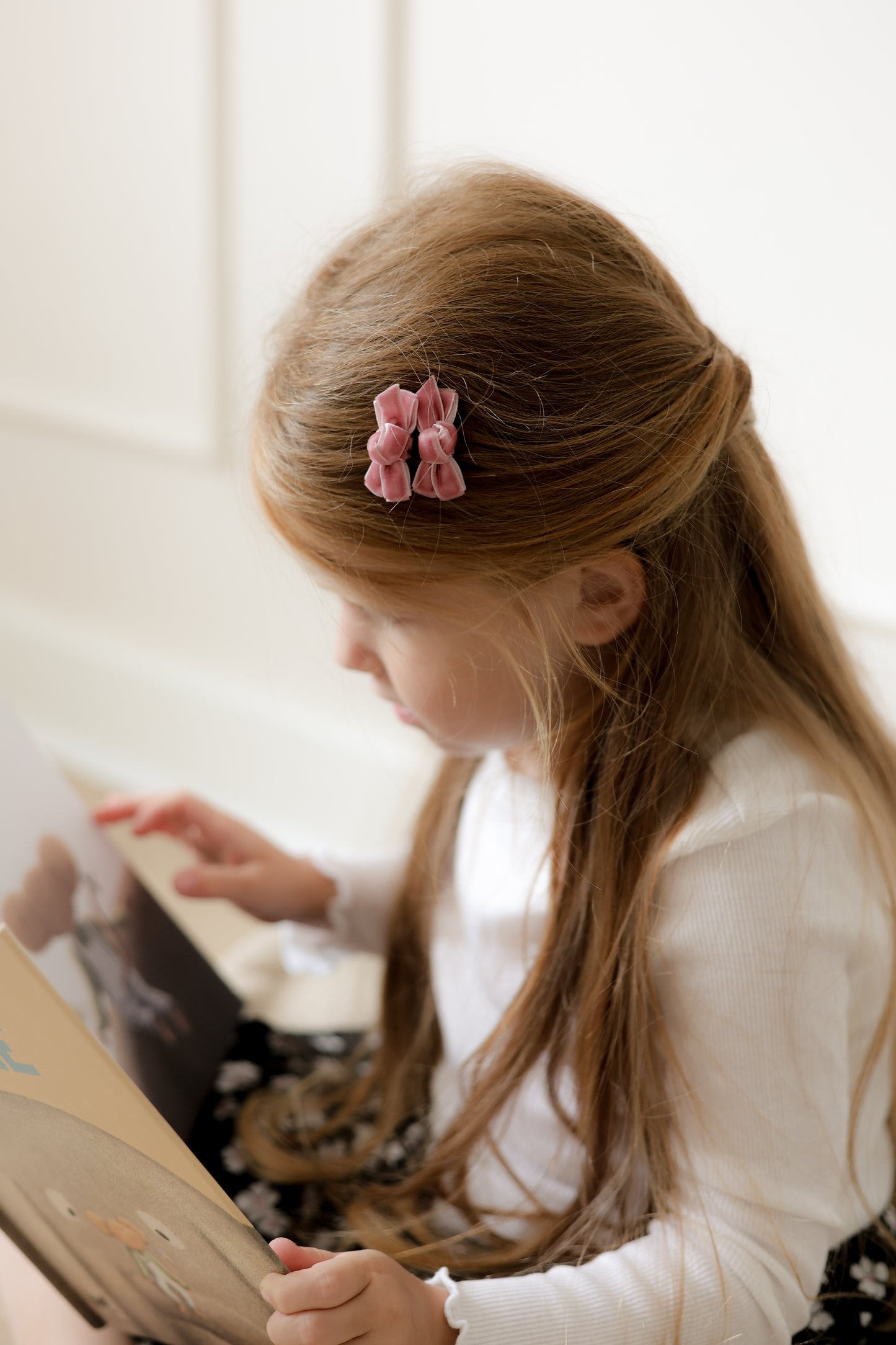 Mini Bow Clips | Dusky Rose Velvet