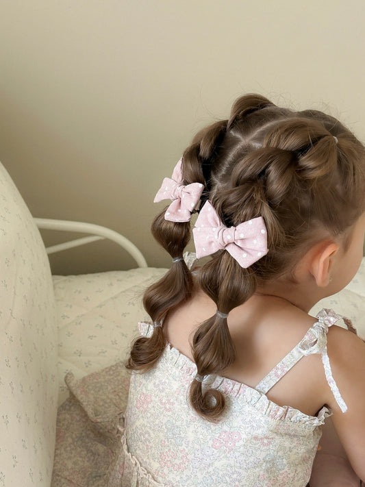 Classic Pigtail Bows | Rosey Mauve Dots