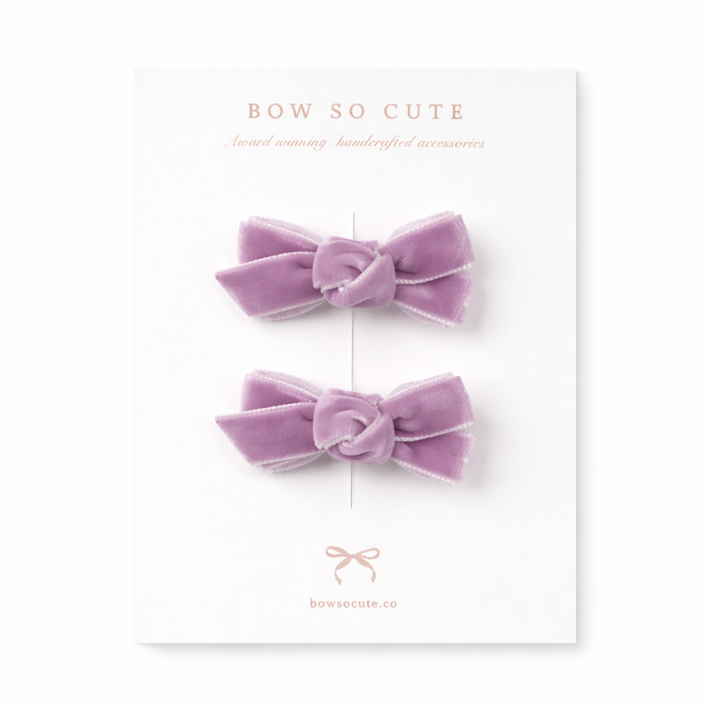 Mini Bow Clips | Wisteria Purple Velvet
