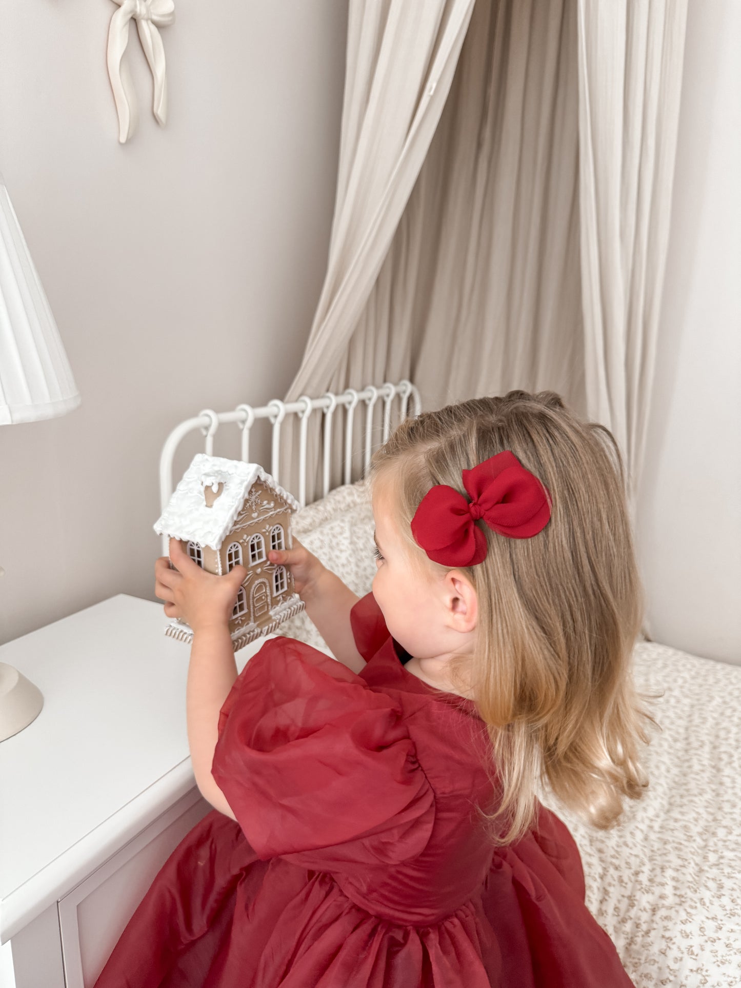 Pixie Bow | Berry Red (Clip or Headband)