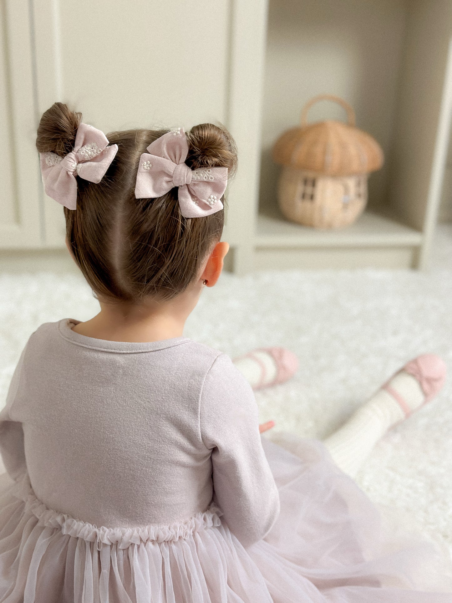 Petite Pinwheel Pigtail Bows | Blush Bloom