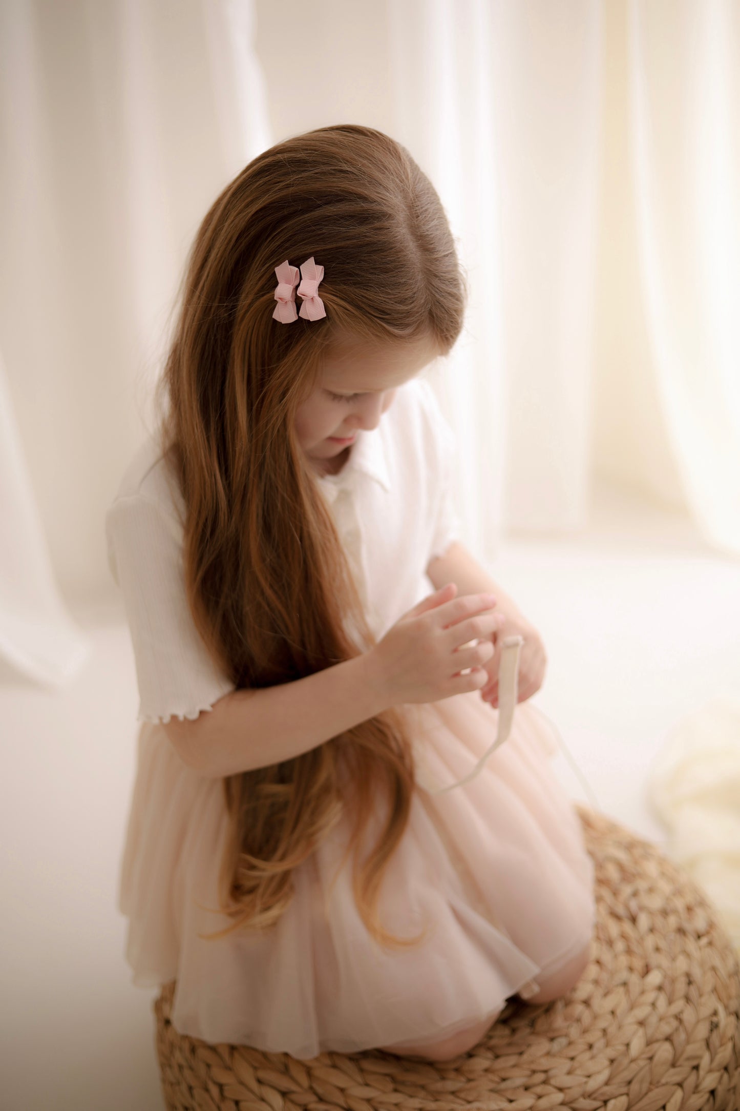 Mini Bow Clips | Petal Pink