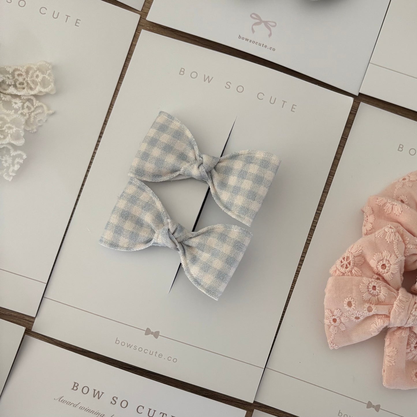 Knotted Bows | Soft Blue Gingham