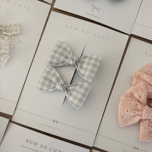 Knotted Bows | Soft Blue Gingham