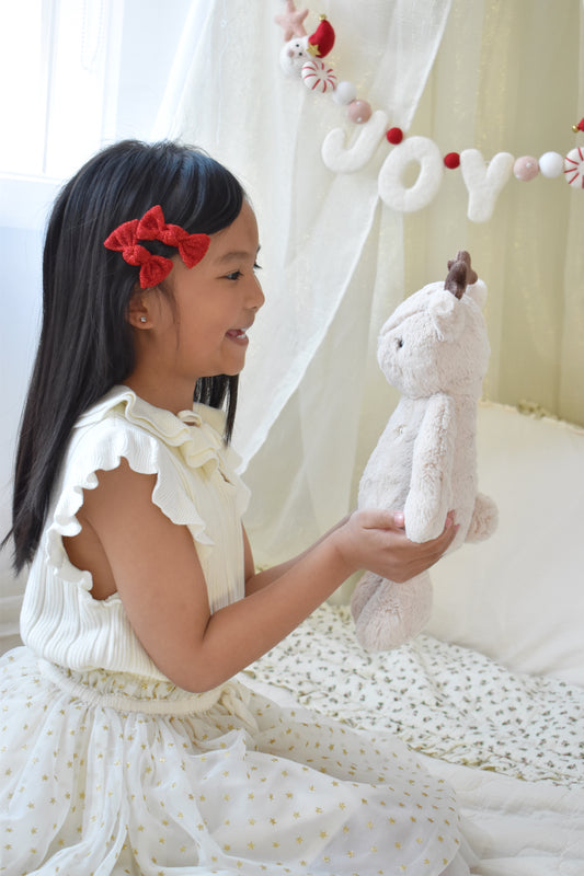 Knot Pigtail Bows | Ruby Sparkle