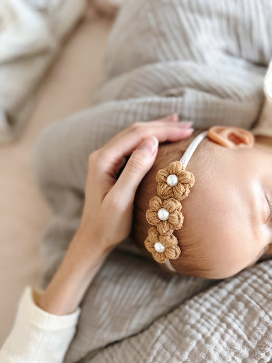 Dainty Headband | Pearly Golden Brown