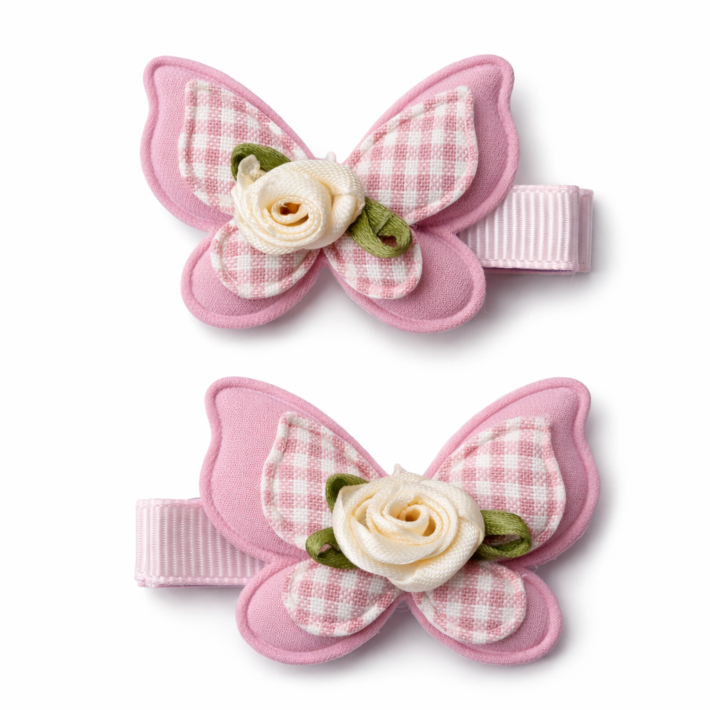 Pigtail Butterfly Clips | Rosebud