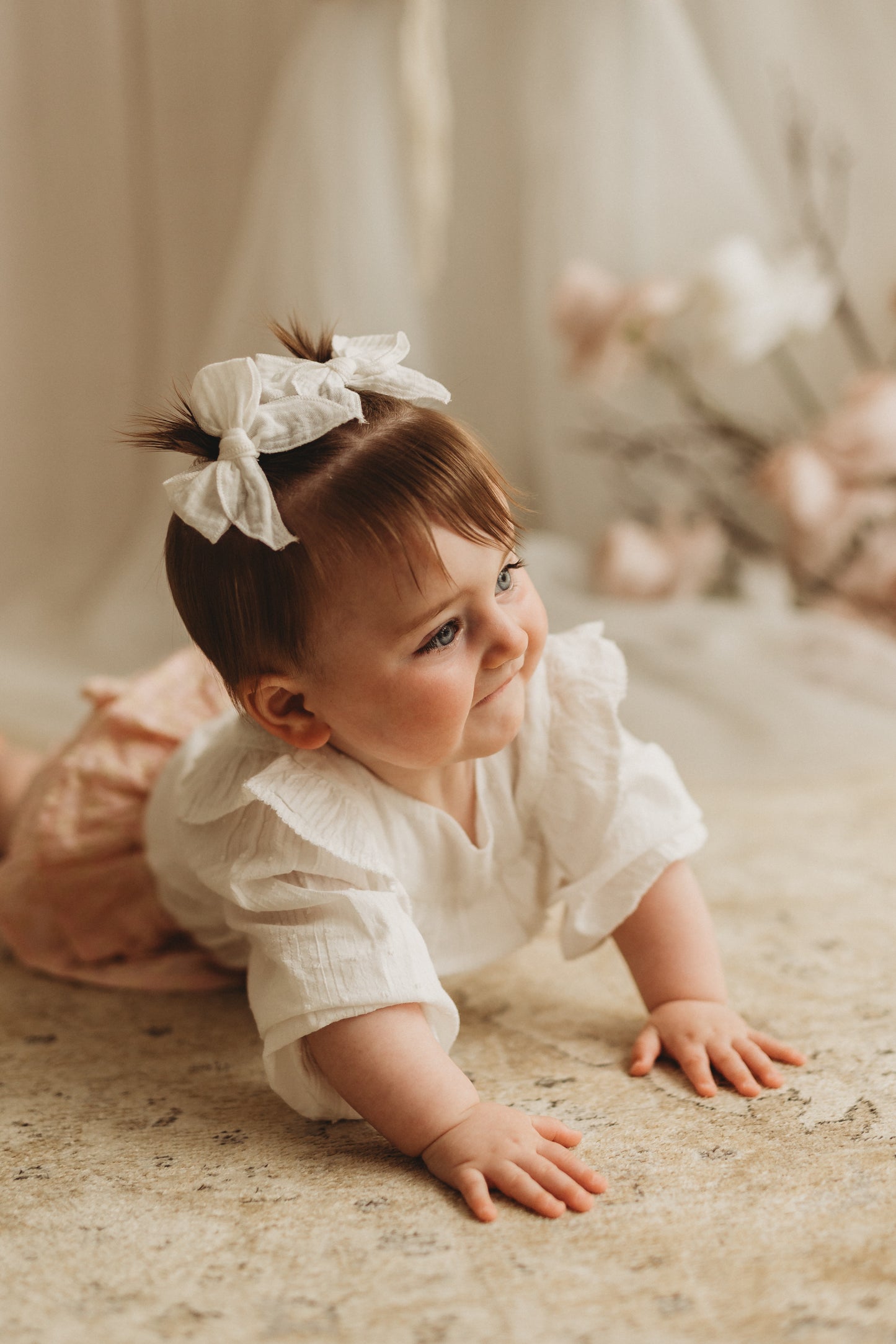 Fable Pigtail Bows | White Muslin