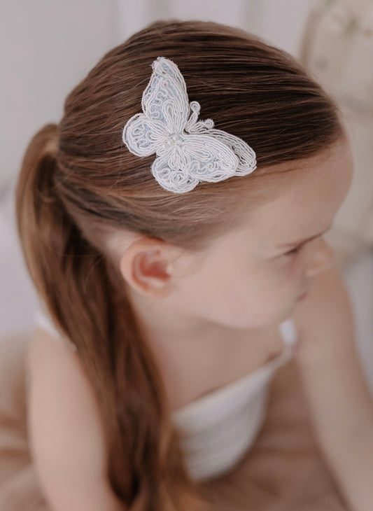 Clip | Lace Pearl Butterfly - Blue