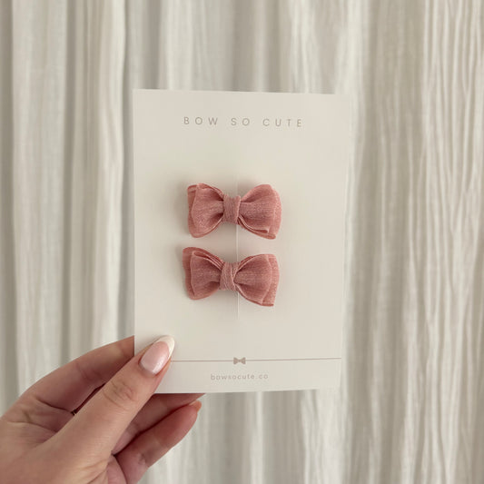 Petite Pigtail Bows | Rose