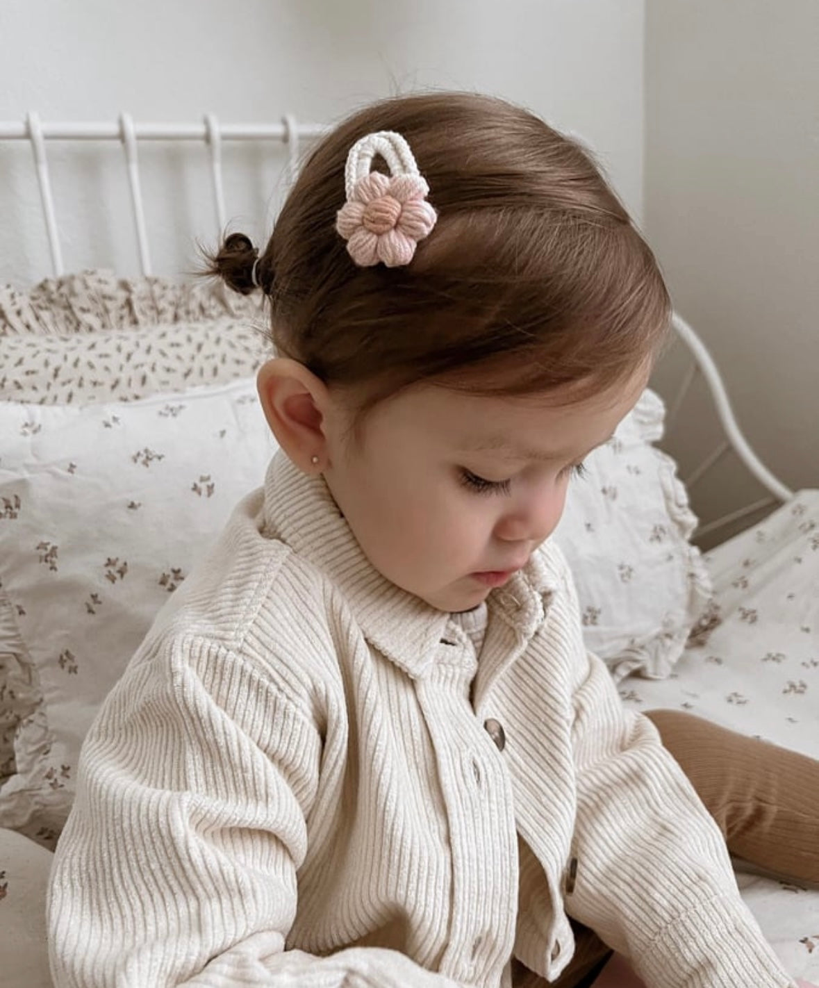 Daisy Puff Clip | Rose Beige