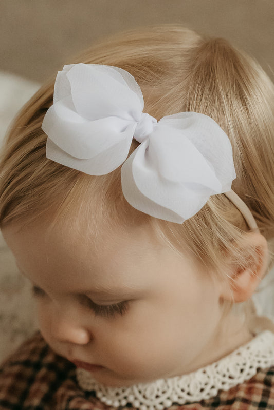 Pixie Bow | White (clip or headband)
