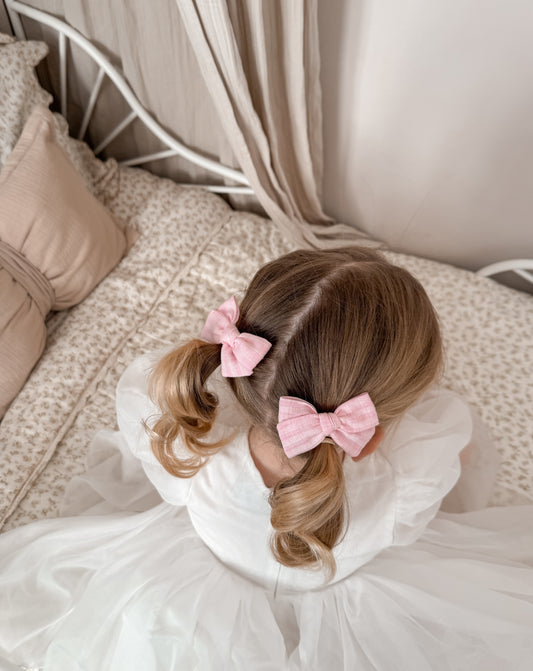 Classic Pigtail Bows | Flossy Pink