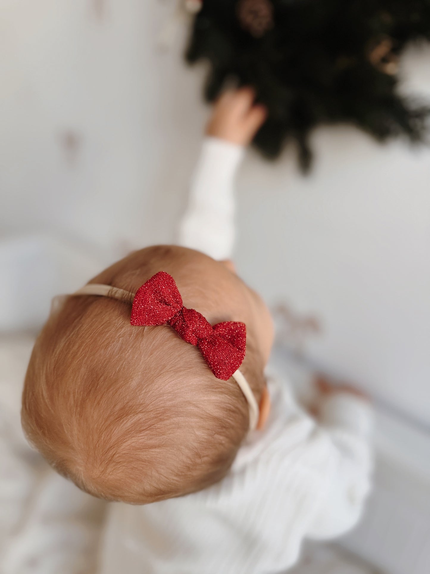Knot Bow | Ruby Sparkle (clip or headband)