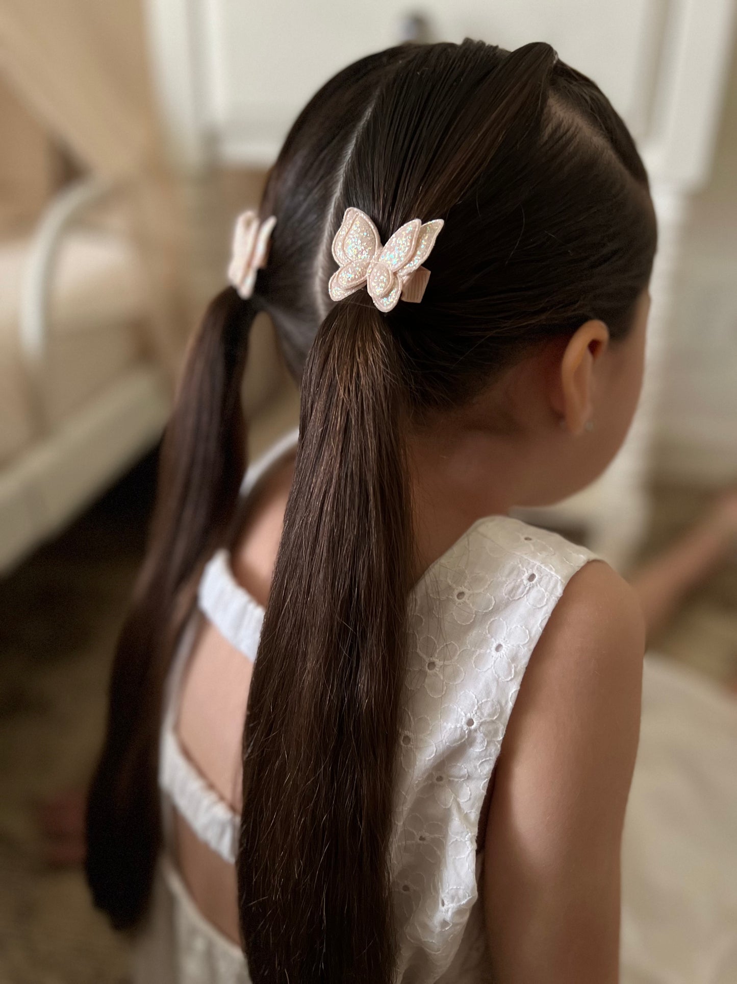 Pigtail Clips | Champagne Glitter Butterflies