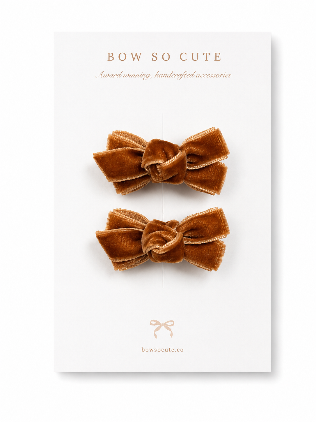 Mini Bow Clips | Golden Ochre Velvet