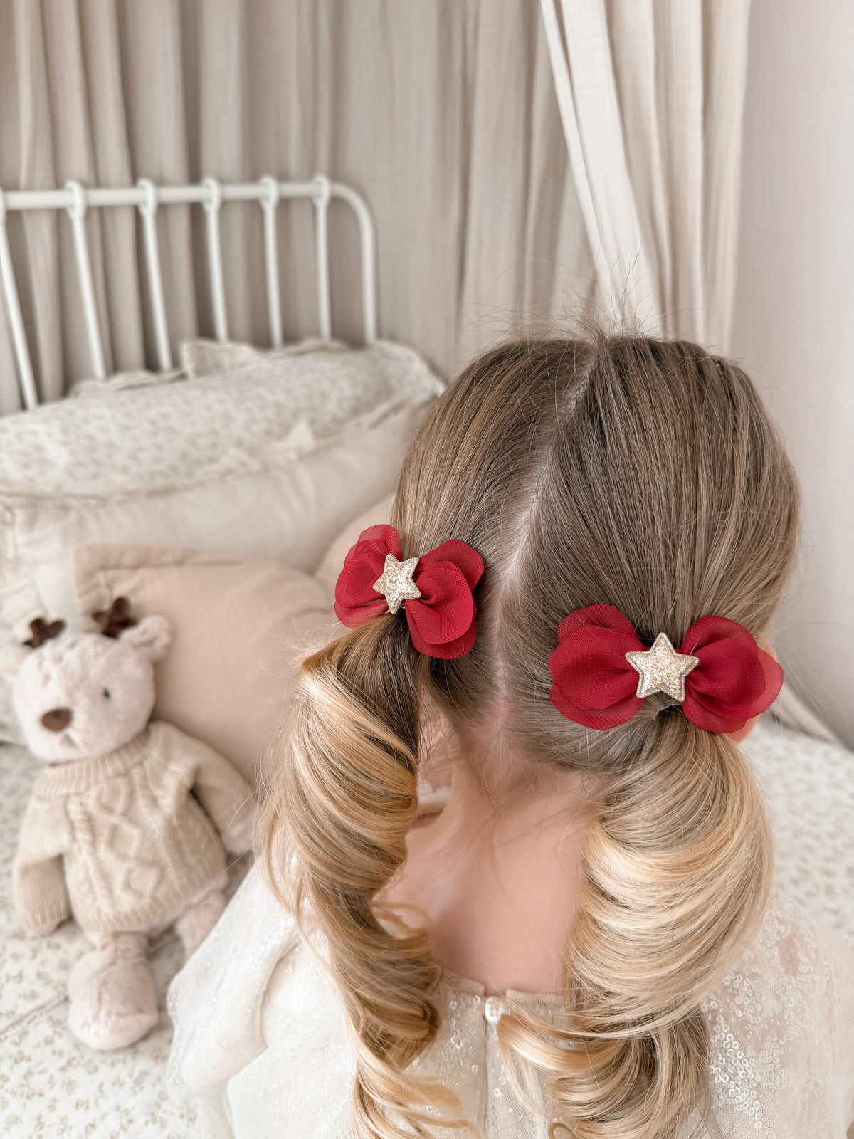 Stardust Pigtail Bows | Red