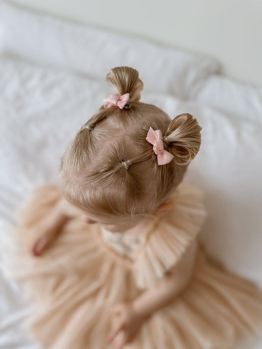 Mini Bow Clips | Blossom Pink Satin