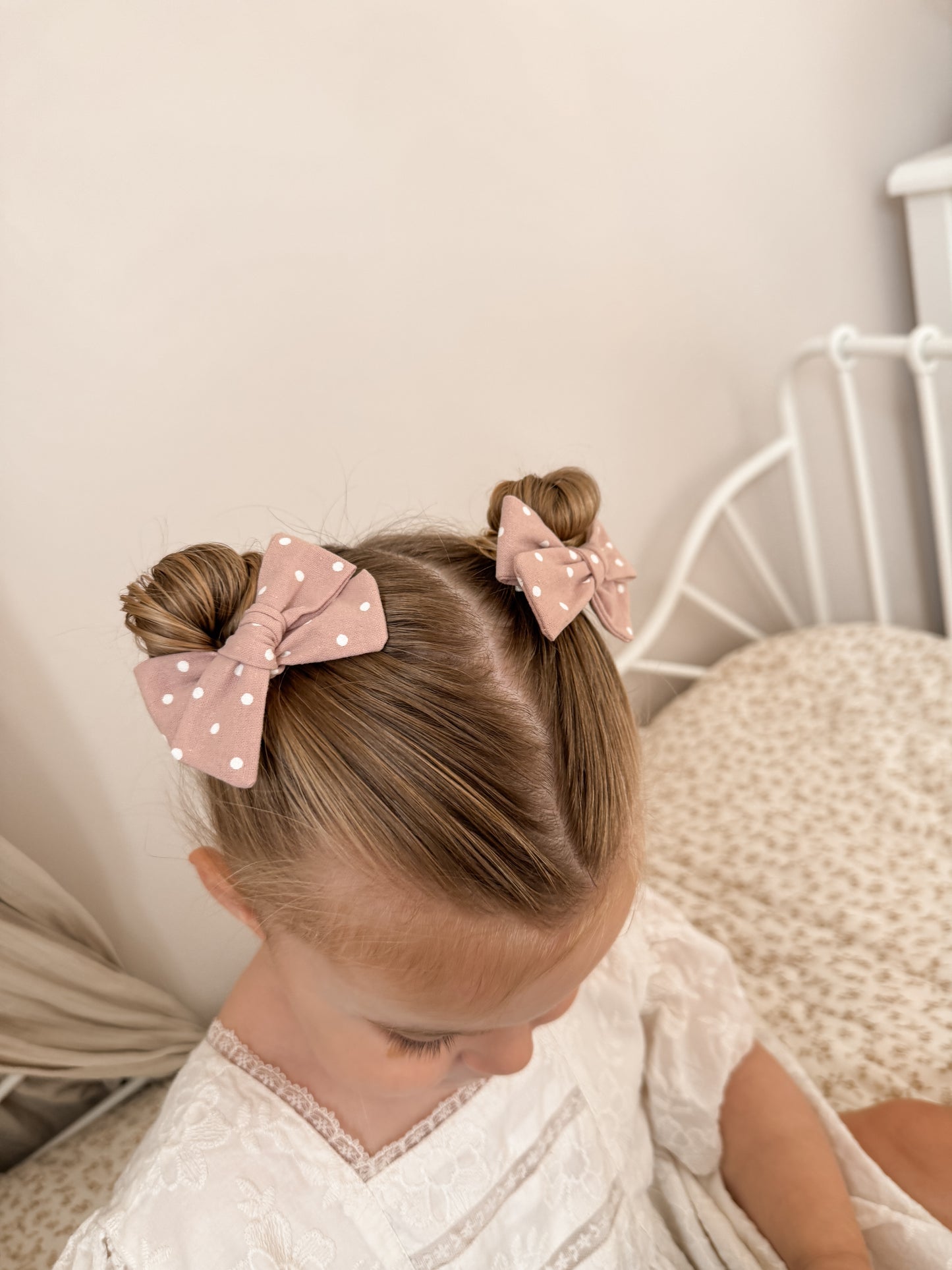 Classic Pigtail Bows | Rosey Mauve Dots
