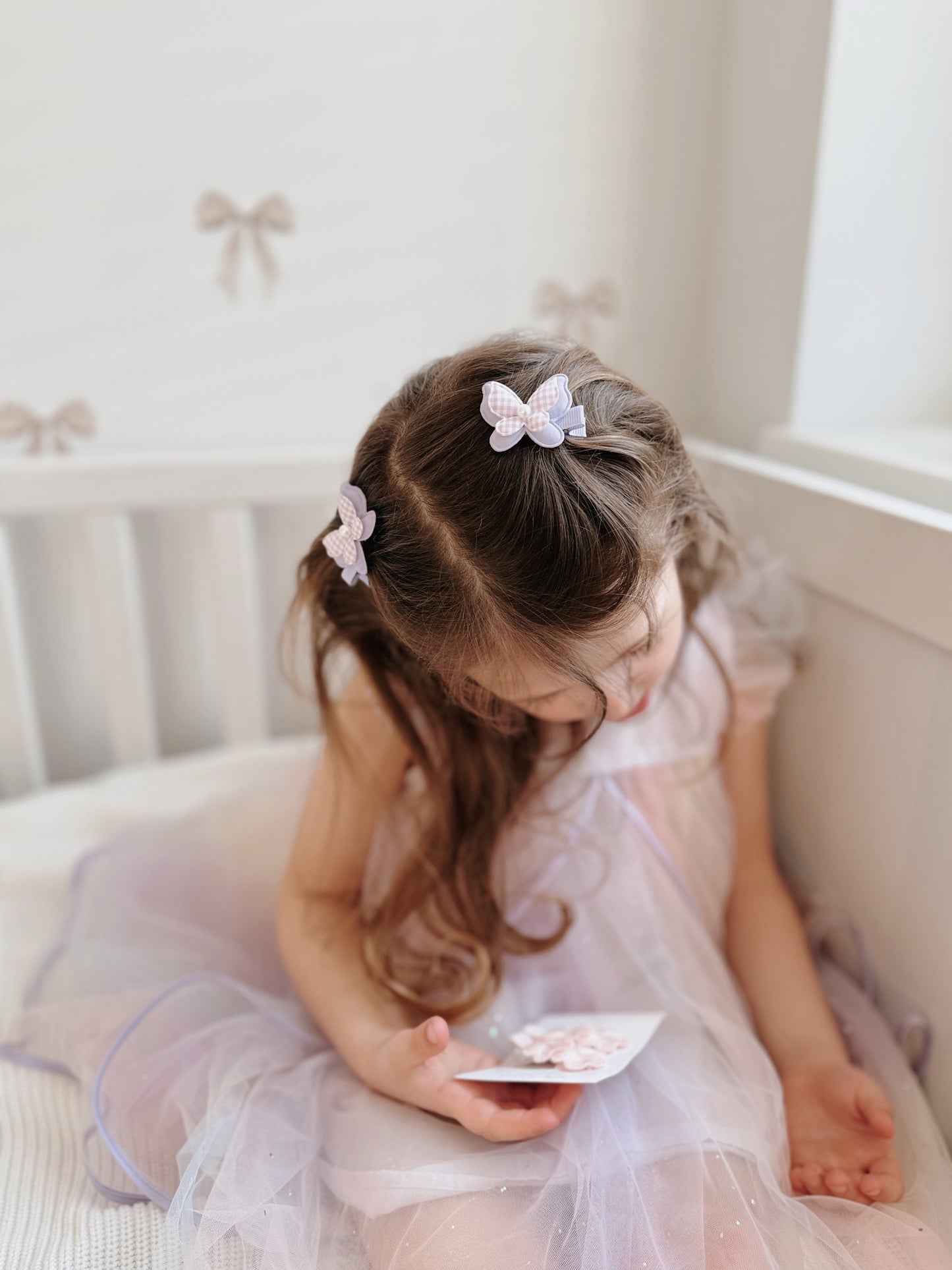 Pigtail Butterfly Clips | Lavender Pearl