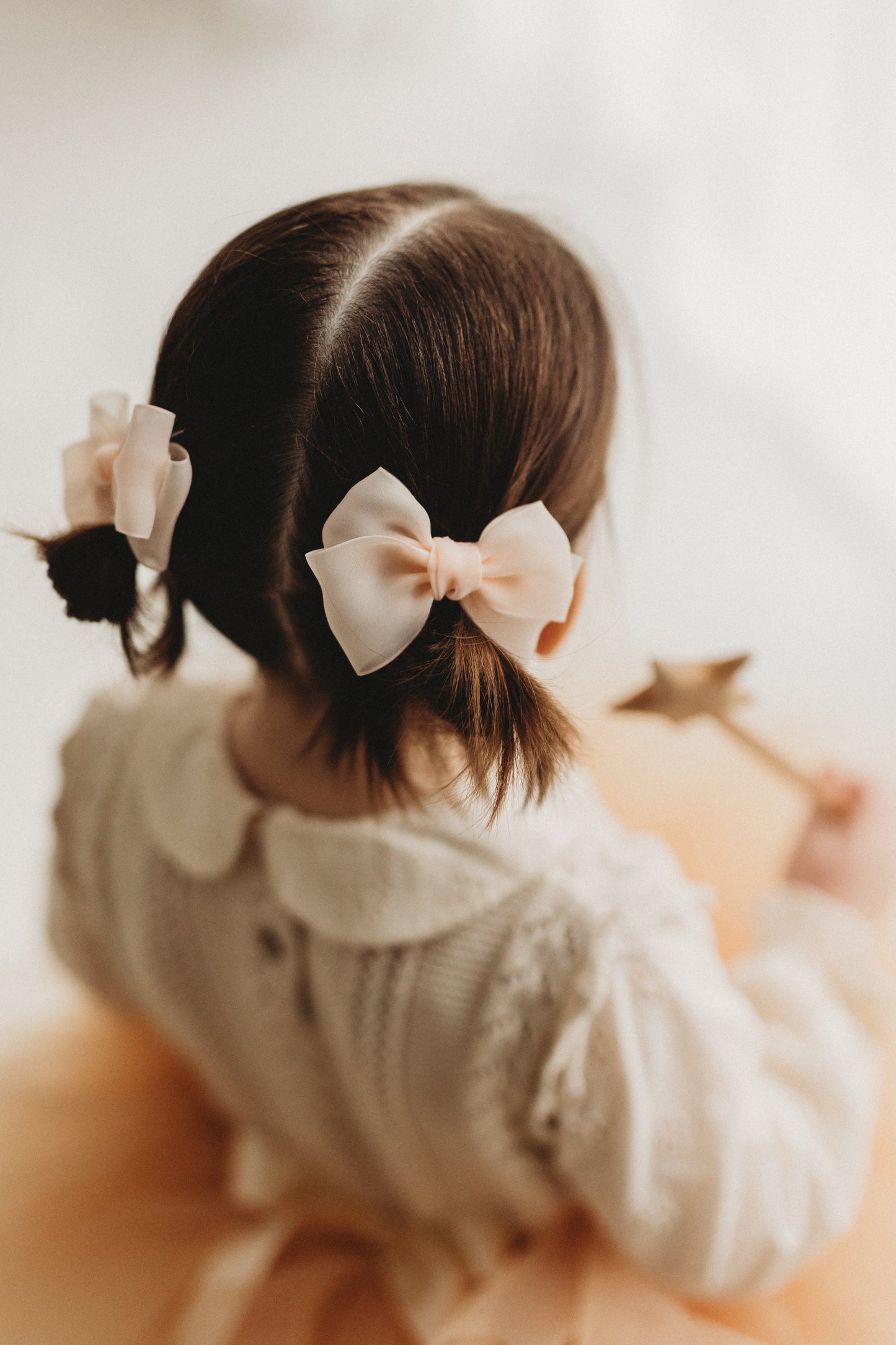 Pigtail Bows | Marshmallow Chiffon