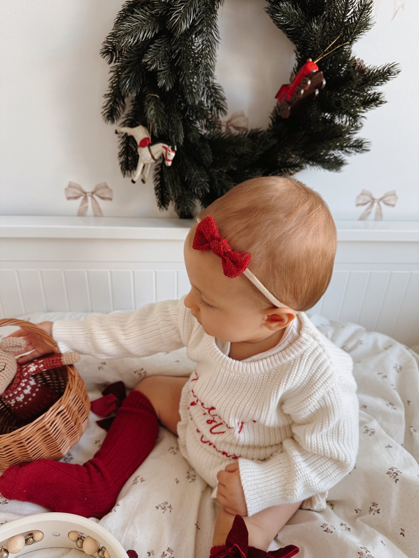 Knot Bow | Ruby Sparkle (clip or headband)