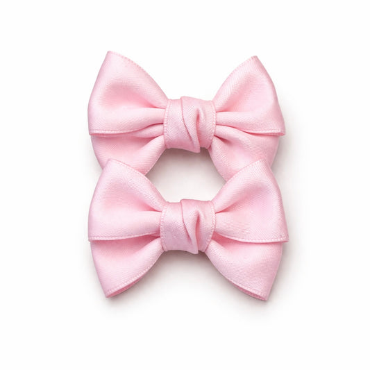 Ribbon Pigtail Bows | Petal Pink