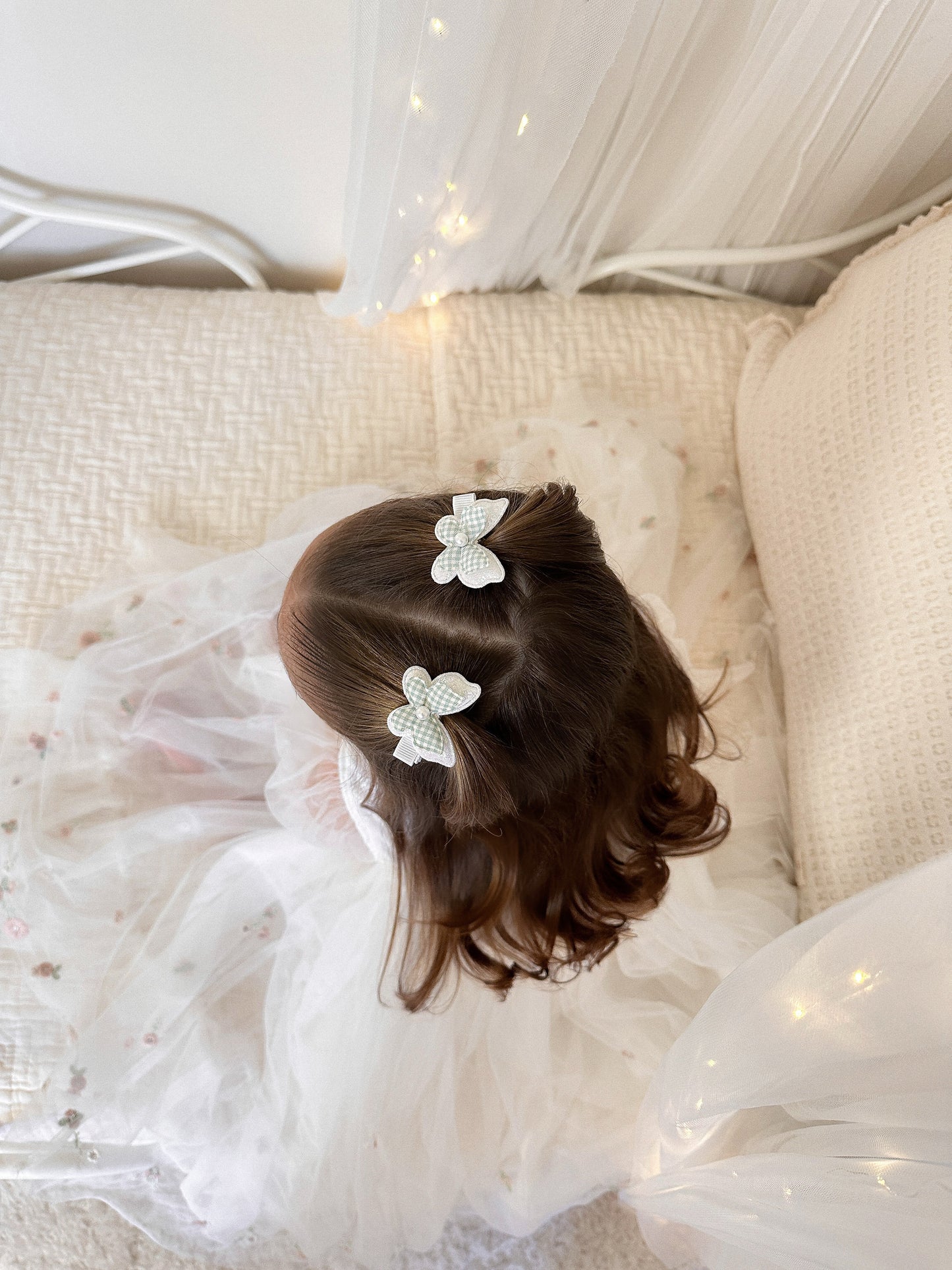 Pigtail Butterfly Clips | Peppermint Sparkle