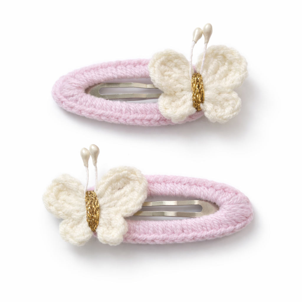Crochet Clip Set | Sweet Pink Butterflies