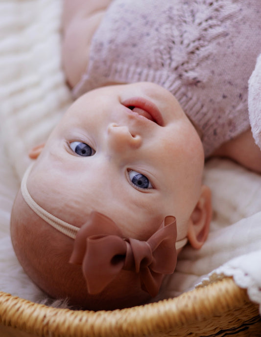 Bow | Marshmallow Chiffon - Cocoa (Clip or Headband)