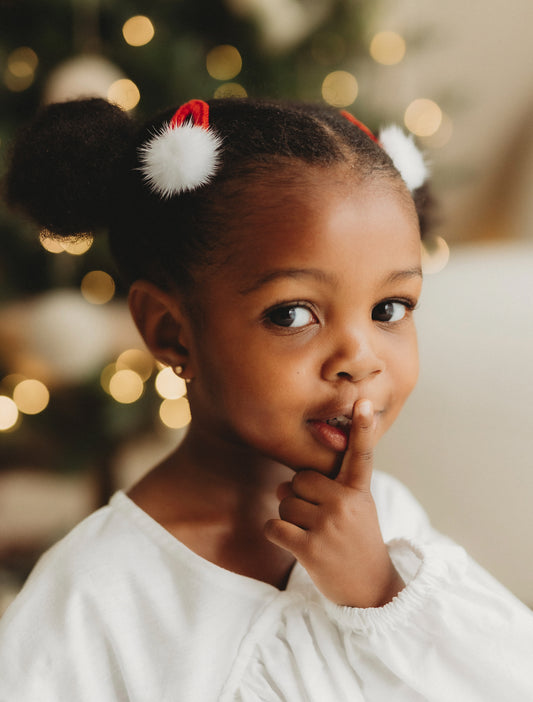 Pigtail Clips | Fluffy Poms - Red